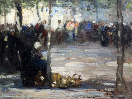Mark Senior (1864-1927) Copper Market, Bruges, 20 x 24in.